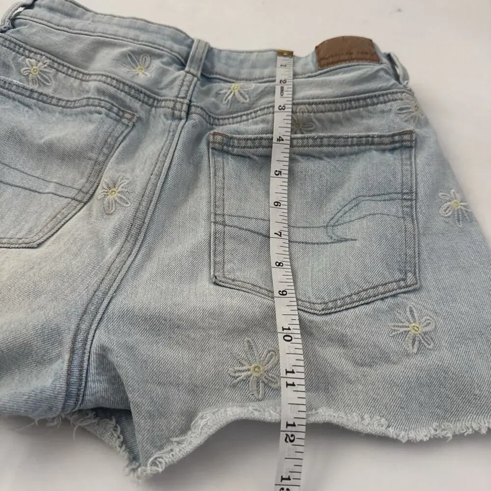 American Eagle Super Stretch Jean Shorts Size 4 Floral EMBROIDERED - Picture 11 of 13